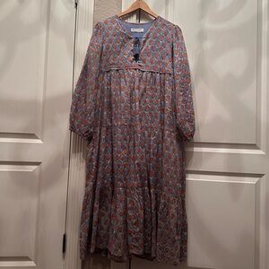 Emerson Fry Blue and Orange Long Sleeve Dress